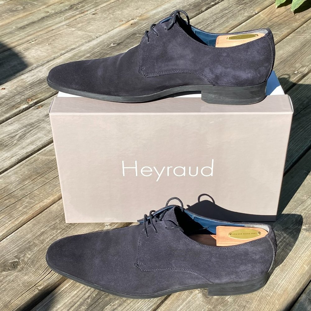 Heyraud, Navy Suede Derby Shoes, size EU 44 / US 11